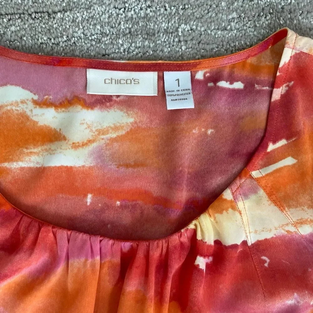 Chico’s orange pink sleeveless top. Size 1 (M/L) - Picture 3 of 4